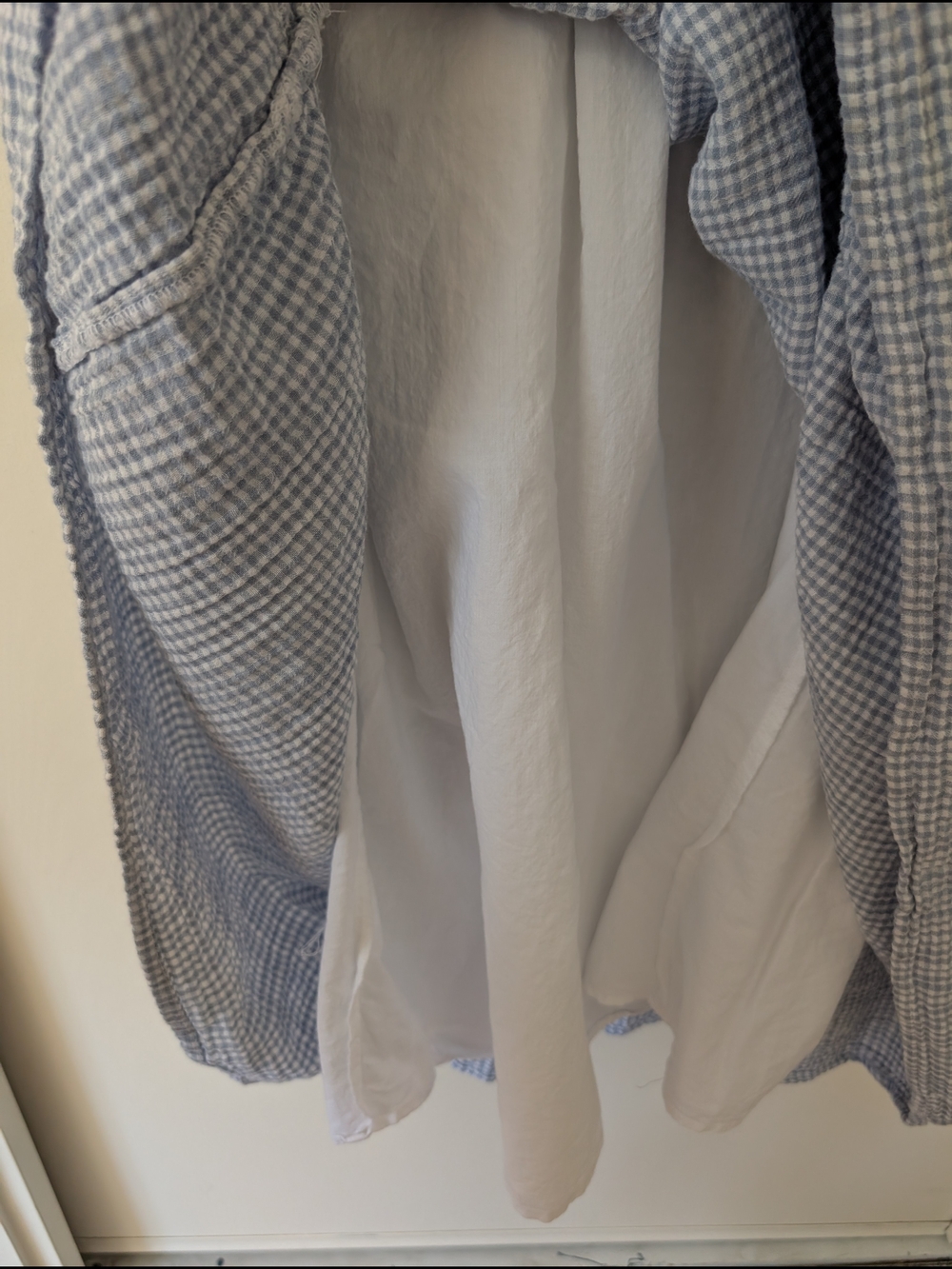 Quince Womens Medium 100% Organic Cotton Gauze Tiered Maxi Dress Blue Gingham - Picture 5 of 8